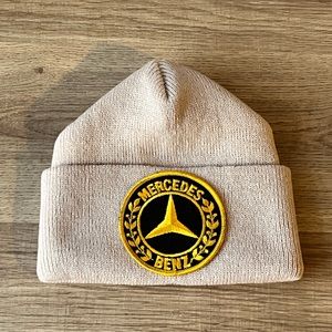 Beige Beanie Black Yellow Mercedes Benz Iron on Patch Beanie Hat